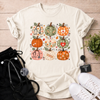 Cute Fall Pumpkin Grid T-Shirt