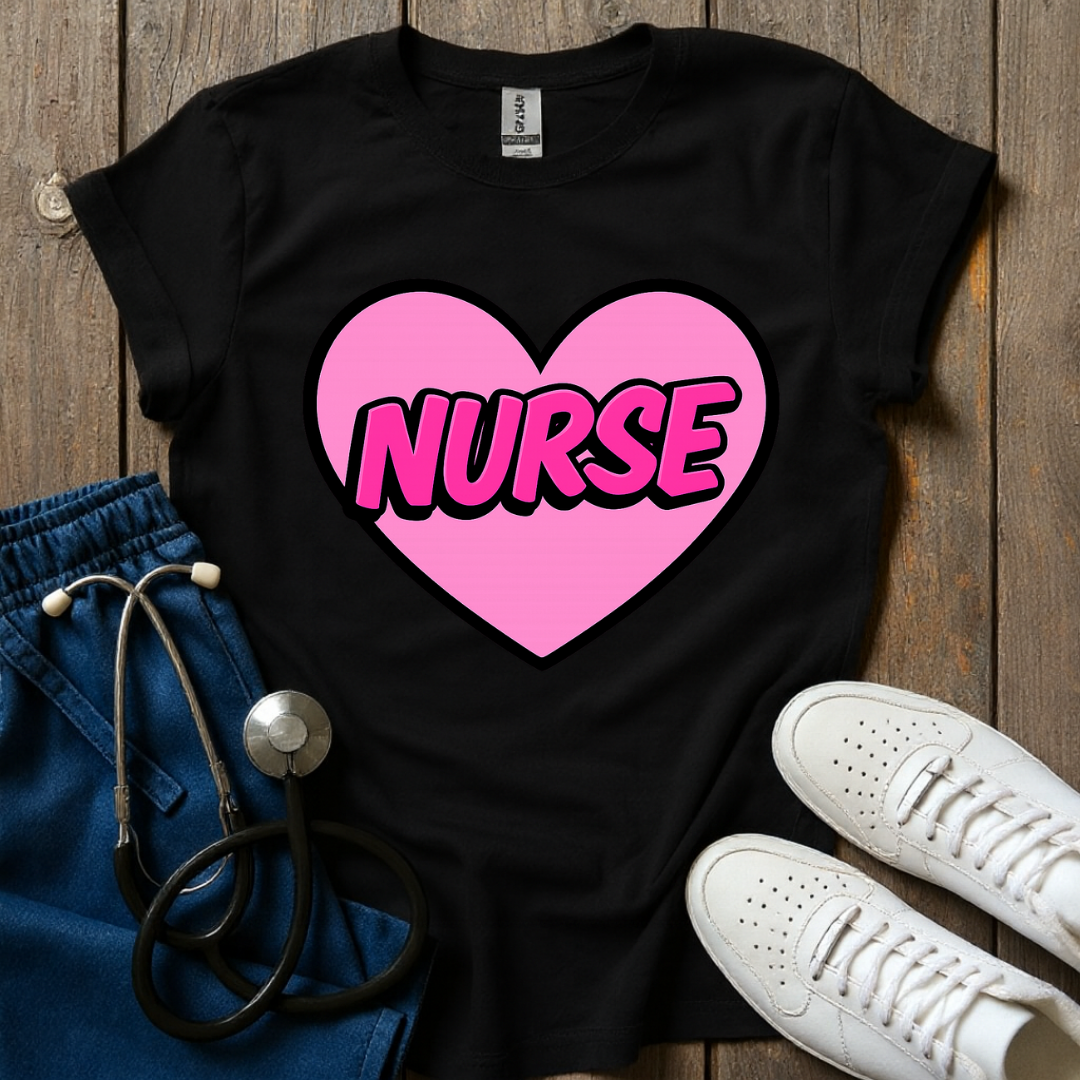 Pink Nurse Heart T-Shirt