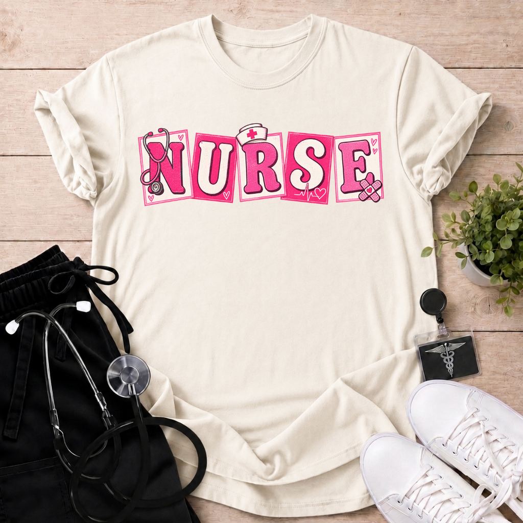 Pink Nurse Letter Cards T-Shirt