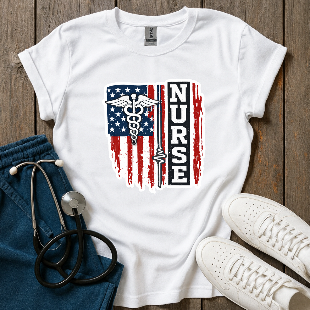 Nurse Freedom Flag T-Shirt