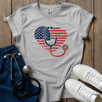 Patriotic Stethoscope Heart T-Shirt