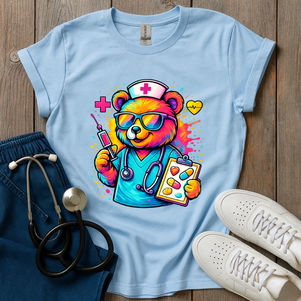 Colorful Nurse Bear T-Shirt