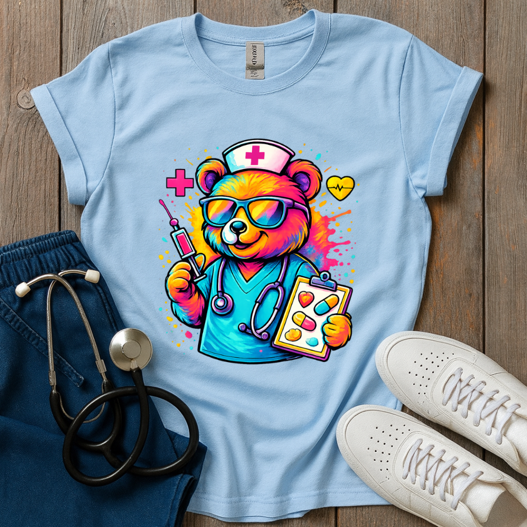 Colorful Nurse Bear T-Shirt