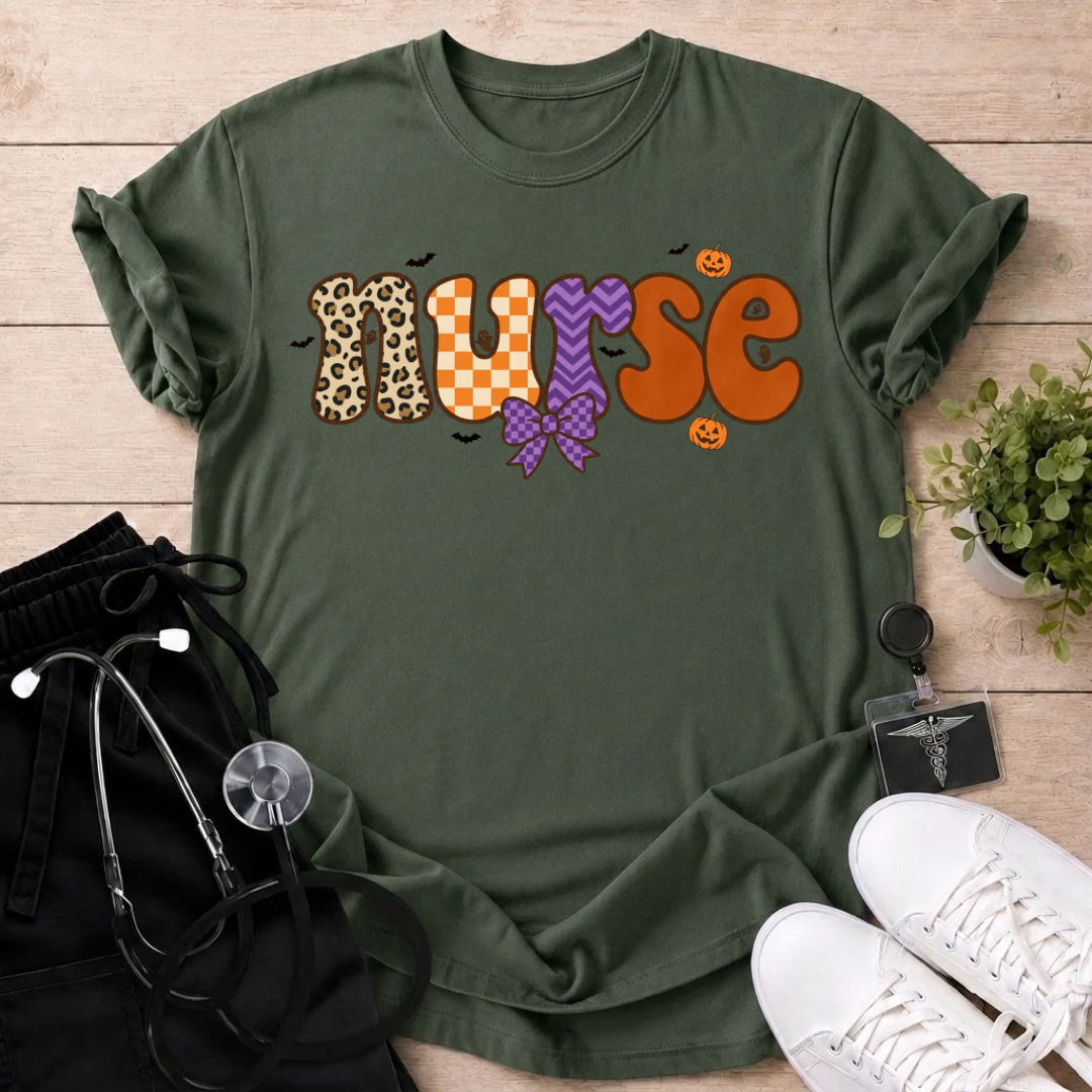 Cute Spooky Patterned Nurse T-Shirt