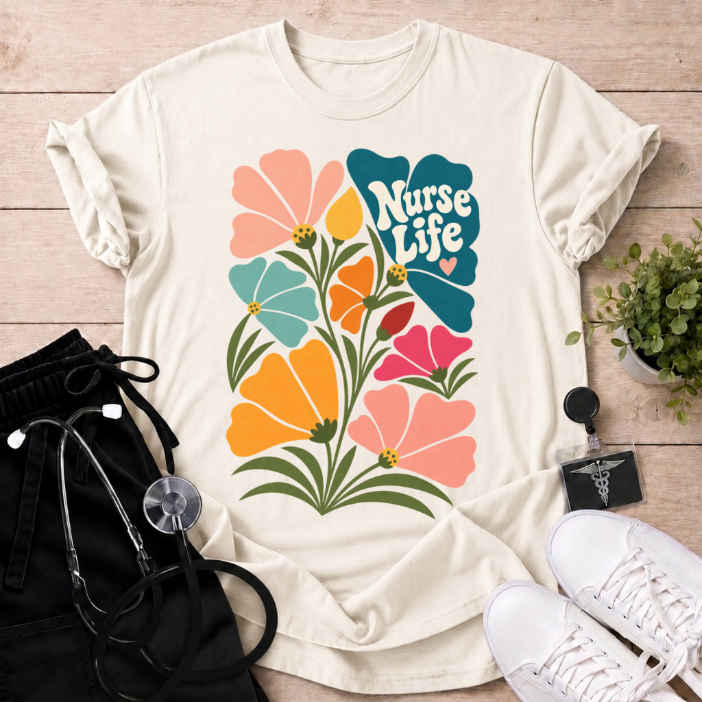 Nurse Life Floral T-Shirt
