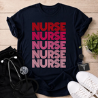 Retro Pink Nurse Stack T-Shirt