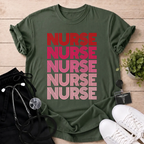 Retro Pink Nurse Stack T-Shirt