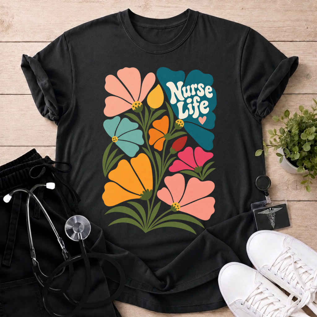 Nurse Life Floral T-Shirt