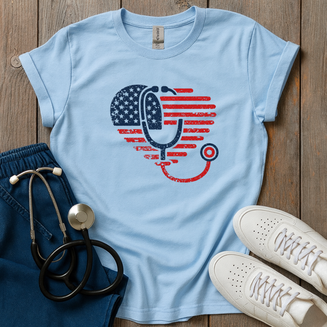Patriotic Stethoscope Heart T-Shirt