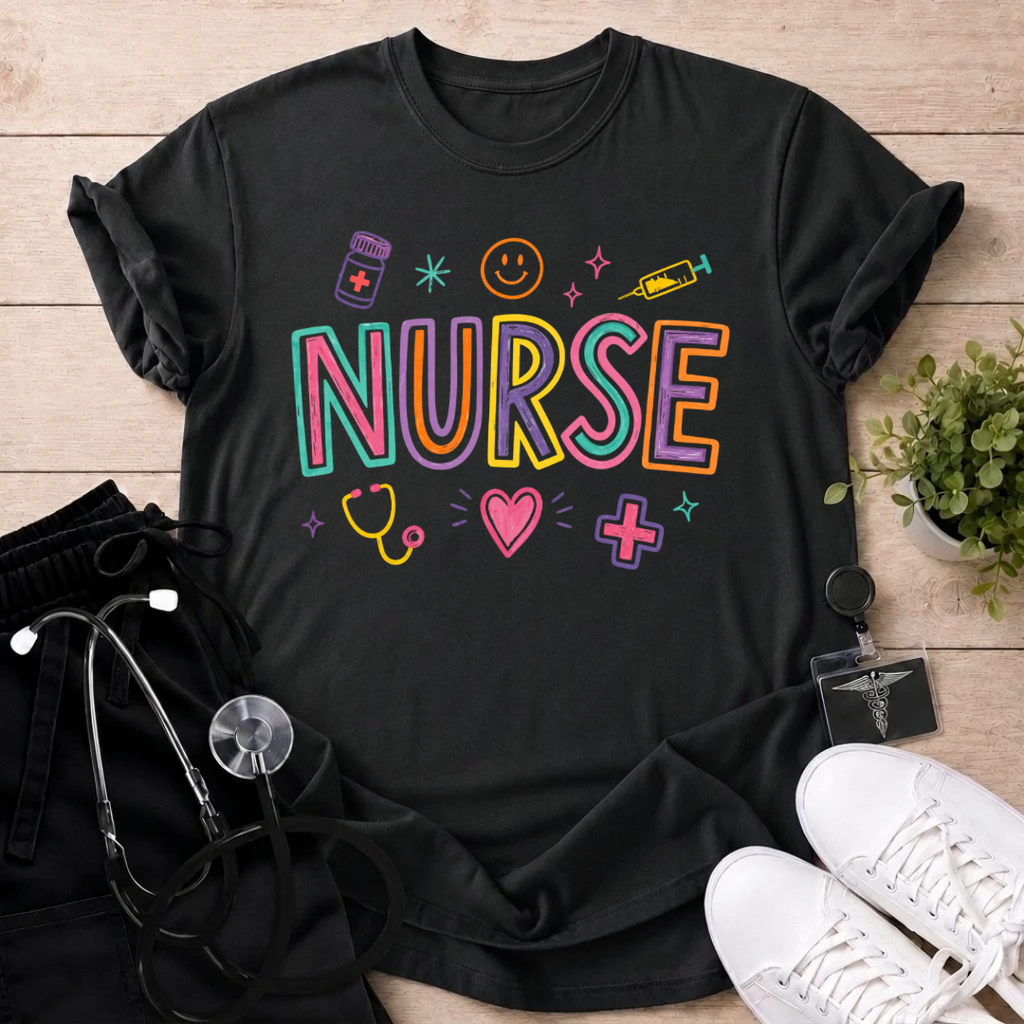 Happy Nurse Doodles T-Shirt