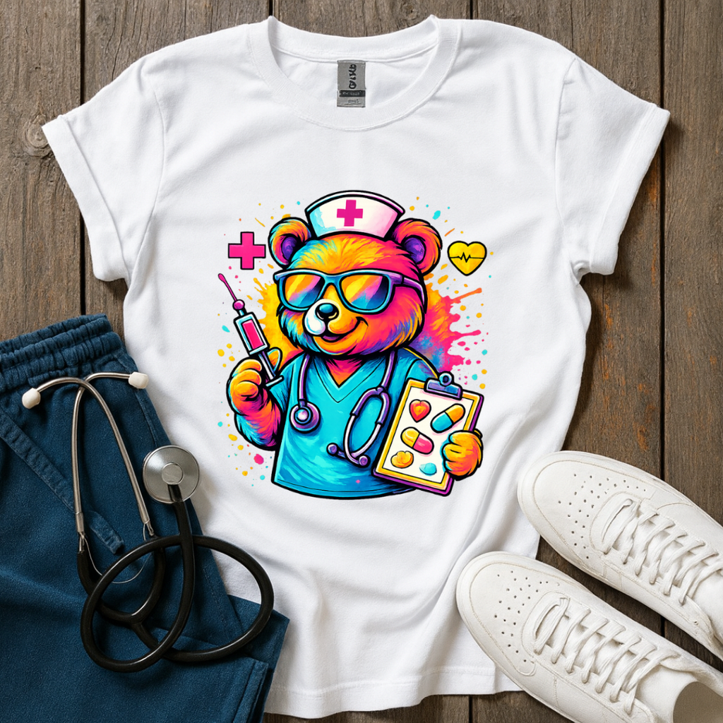 Colorful Nurse Bear T-Shirt