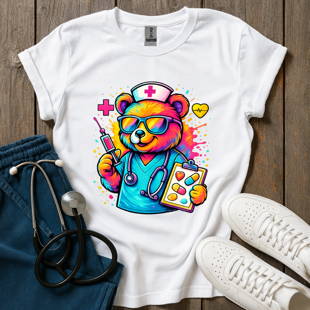 Colorful Nurse Bear T-Shirt