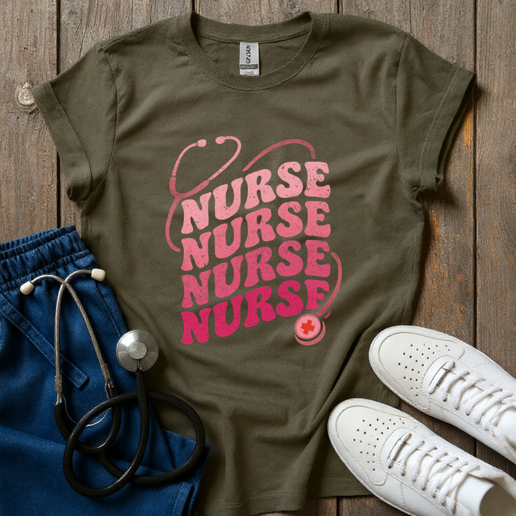 Pink Nurse Repeat T-Shirt