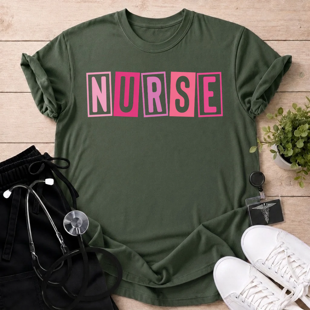 Pink Nurse Grid T-Shirt