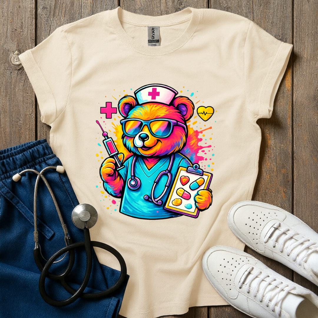 Colorful Nurse Bear T-Shirt