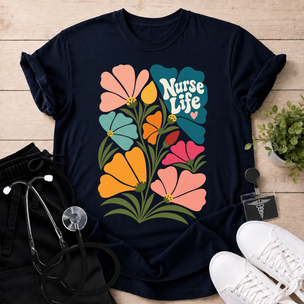 Nurse Life Floral T-Shirt