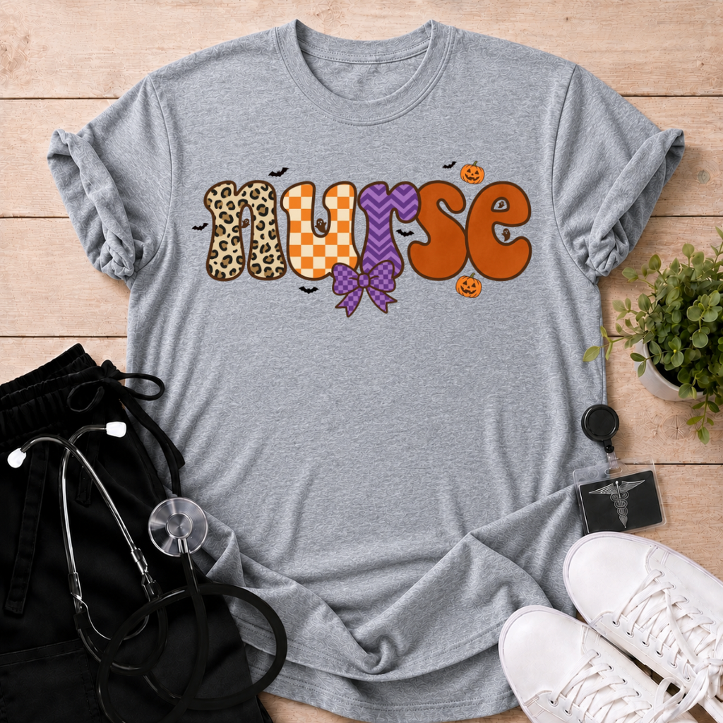 Cute Spooky Patterned Nurse T-Shirt