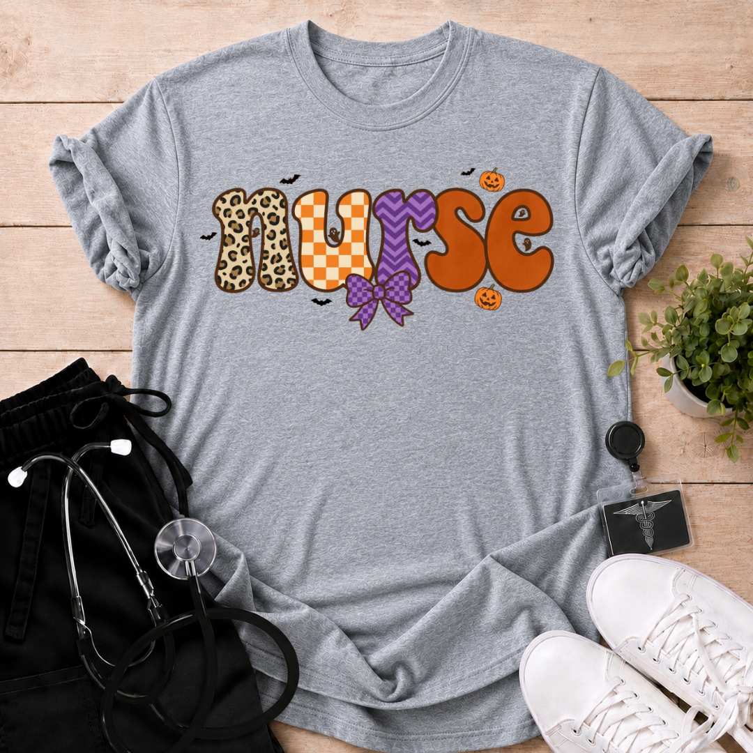 Cute Spooky Patterned Nurse T-Shirt