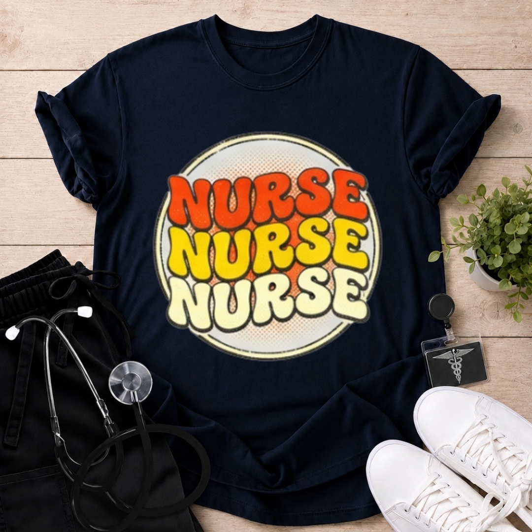 Nurse x3 Retro Bubble T-Shirt