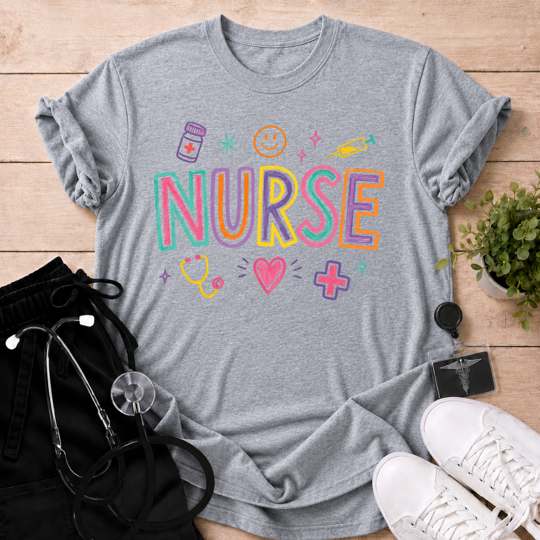 Happy Nurse Doodles T-Shirt