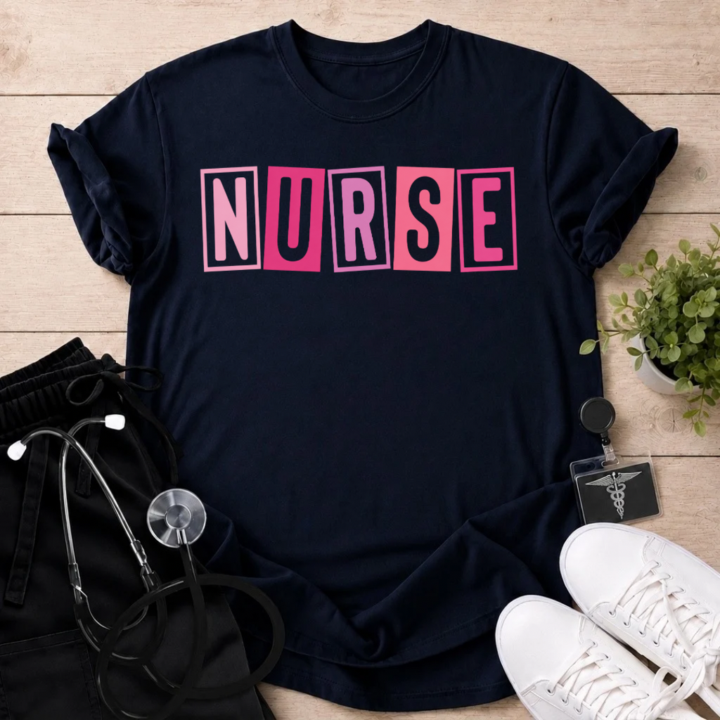 Pink Nurse Grid T-Shirt