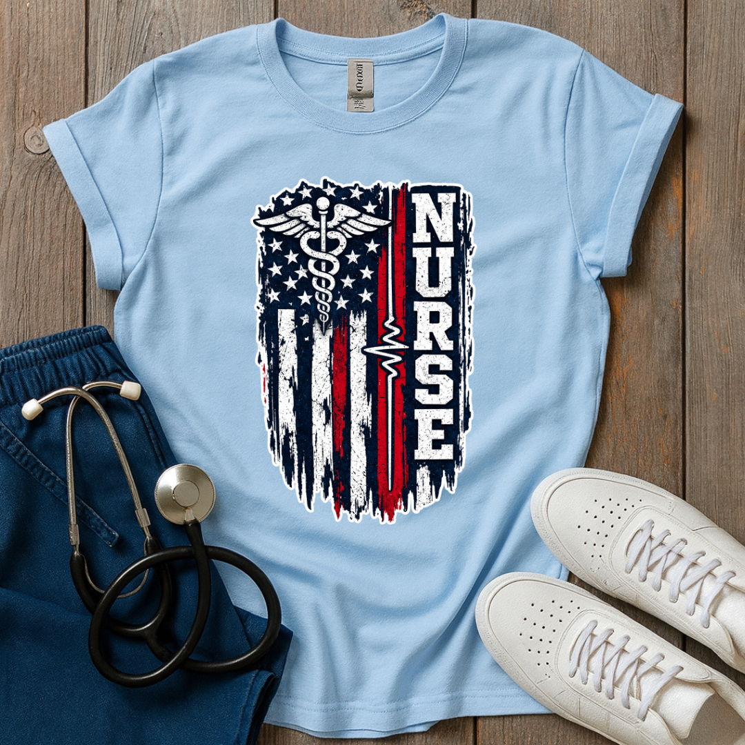 Vintage Nurse American Flag T-Shirt
