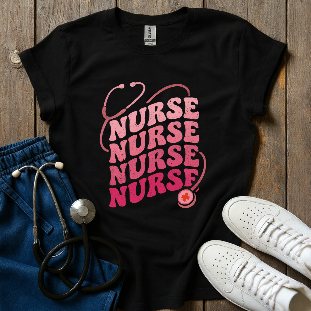 Pink Nurse Repeat T-Shirt
