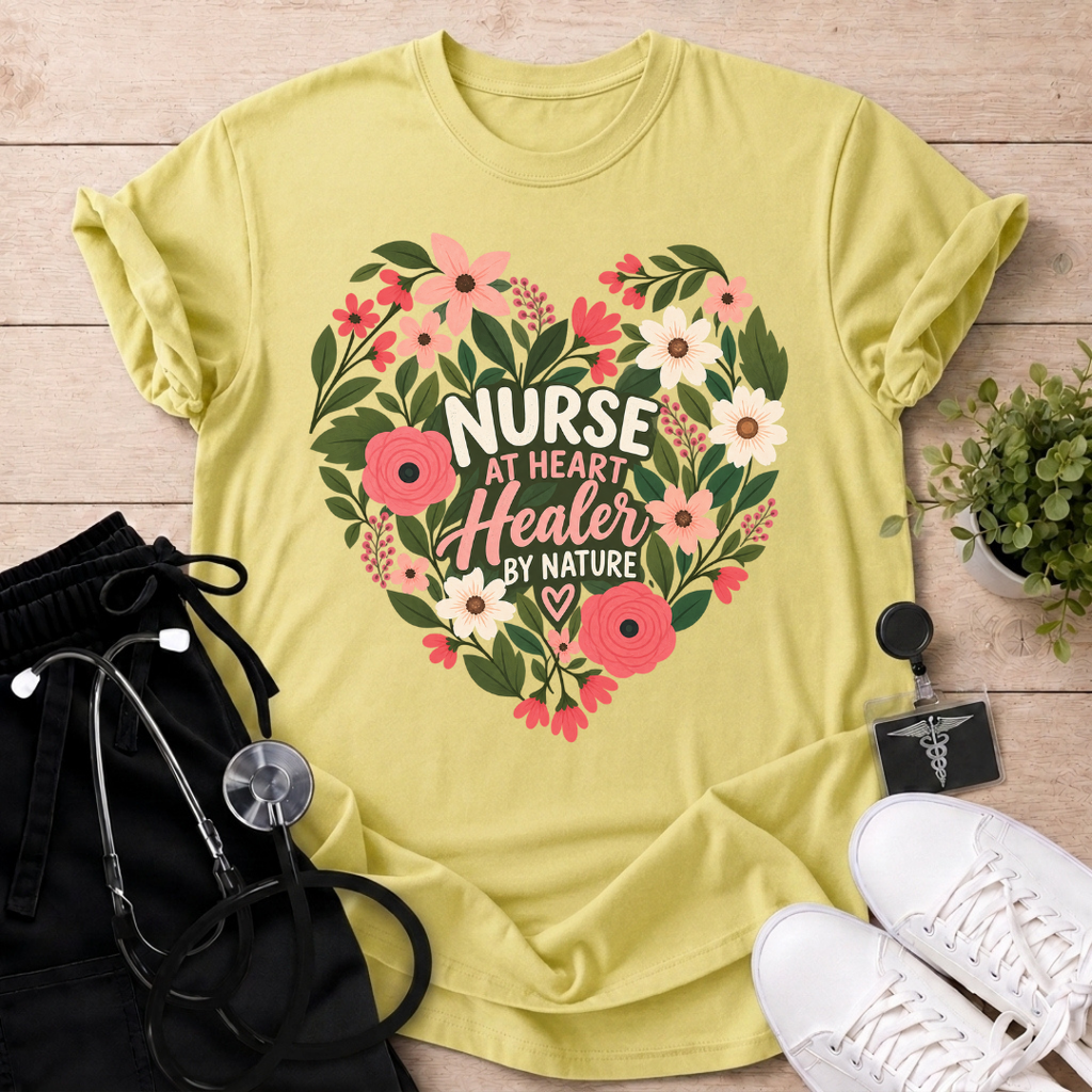 Nurse at Heart Floral T-Shirt