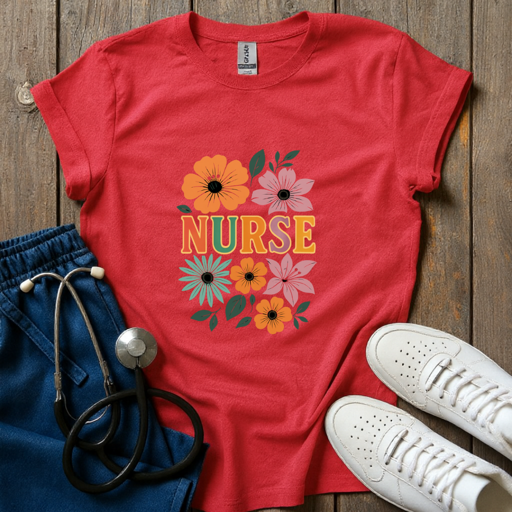 Floral Nurse T-Shirt