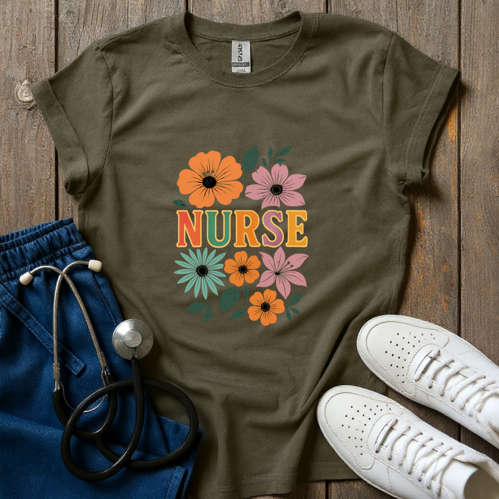 Floral Nurse T-Shirt