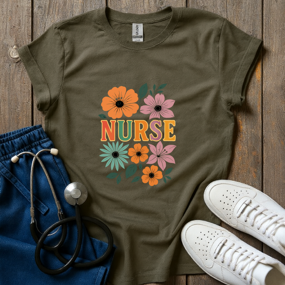 Floral Nurse T-Shirt