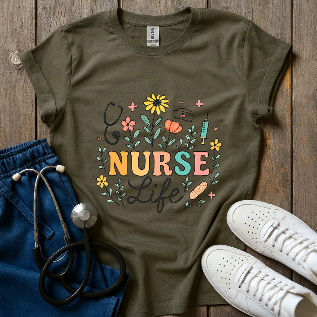 Floral Nurse Life T-Shirt