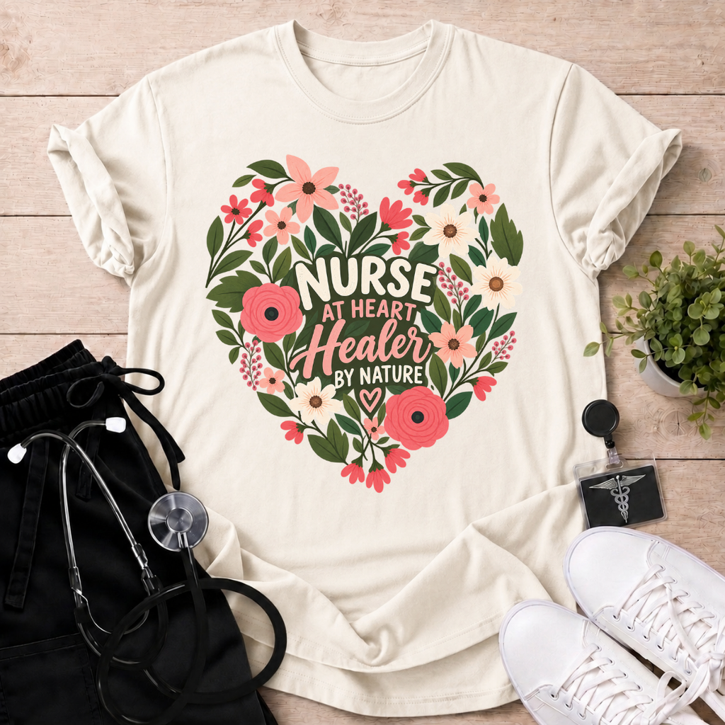 Nurse at Heart Floral T-Shirt