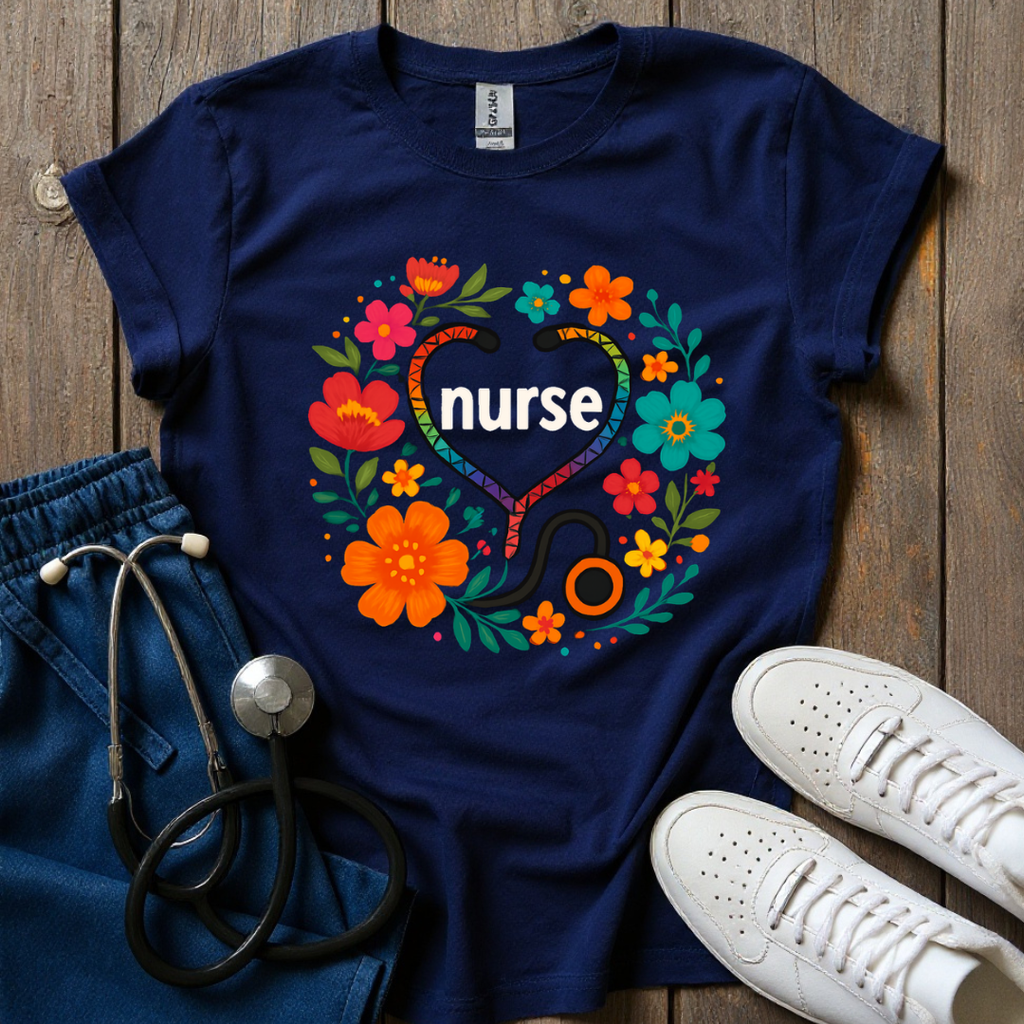 Nurse Round Flowers T-Shirt