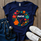 Nurse Round Flowers T-Shirt