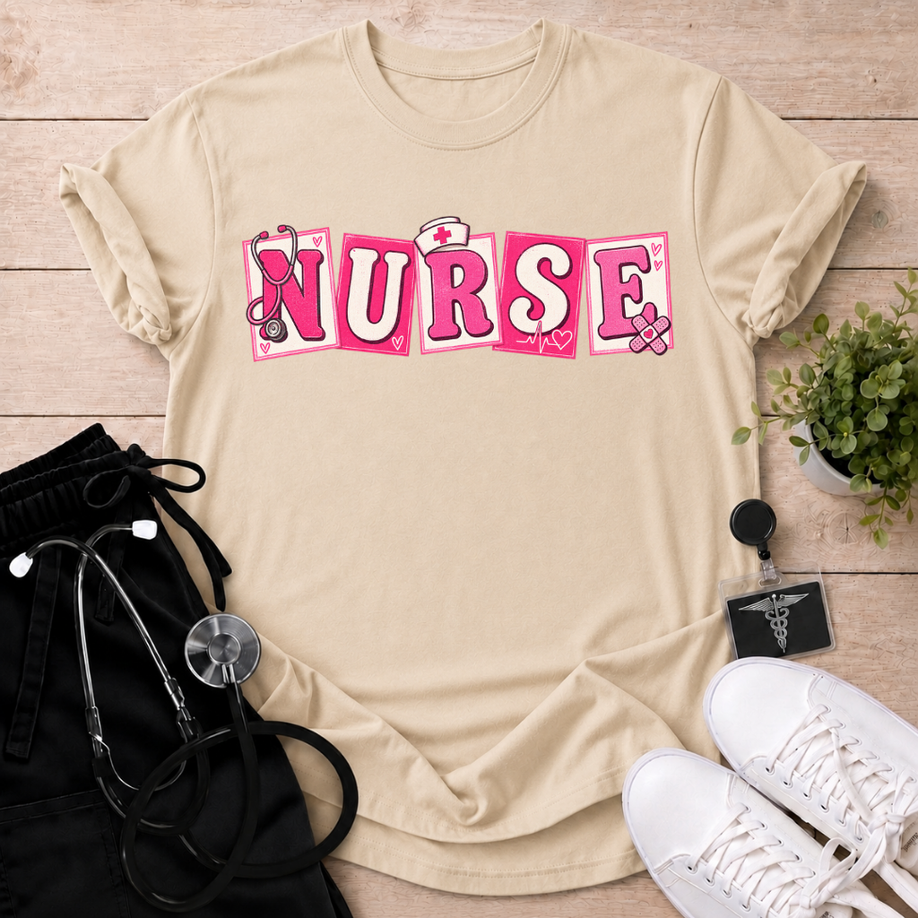 Pink Nurse Letter Cards T-Shirt