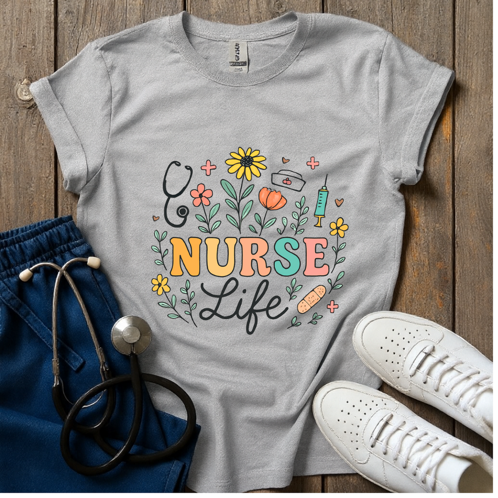 Floral Nurse Life T-Shirt